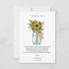 Tarjeta plana de agradecimiento de girasol rústico