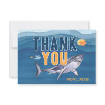 Tarjeta plana de agradecimiento de tiburón de acua