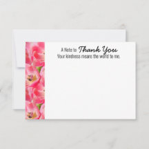 Tarjeta plana de agradecimiento de tulipán acuarel