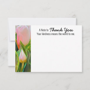 Tarjeta plana de agradecimiento de tulipán blanco