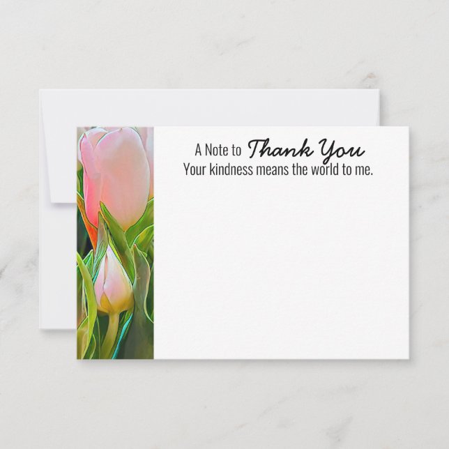 Tarjeta plana de agradecimiento de tulipán blanco (Anverso)