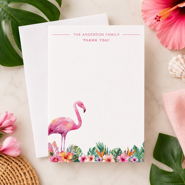 Tarjeta plana de agradecimiento familiar tropical  (Tropical thank you card)