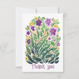 Tarjeta plana de agradecimiento floral abstracto a