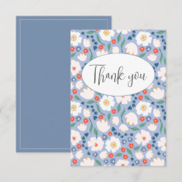 Tarjeta plana de agradecimiento floral de acuarela