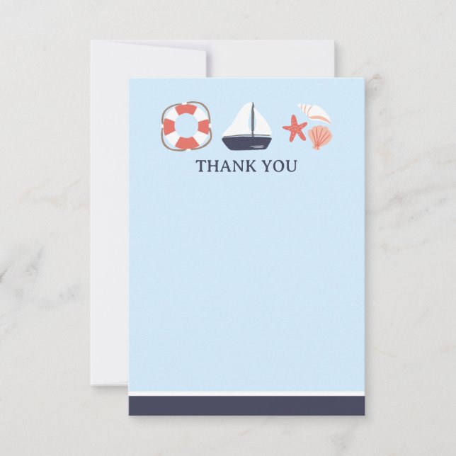 Tarjeta plana de agradecimiento náutica (Anverso)