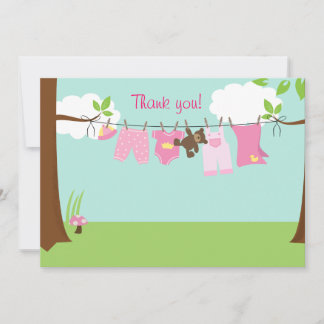 Tarjeta plana de agradecimiento (Niña) Baby Clothe