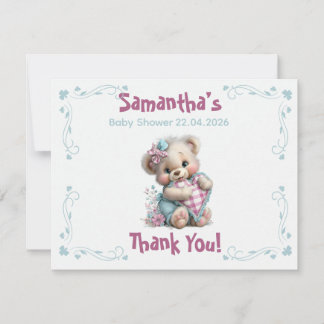 Tarjeta plana de agradecimiento Oso de peluche Bab