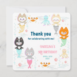 Tarjeta plana de agradecimiento para 3er cumpleaño