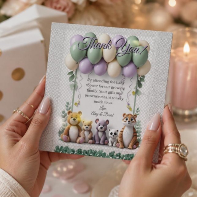 Tarjeta plana de agradecimiento para baby shower d (Subido por el creador)