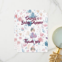 Tarjeta plana de agradecimiento para baby shower d