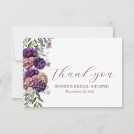 Tarjeta plana de agradecimiento para boda con flor