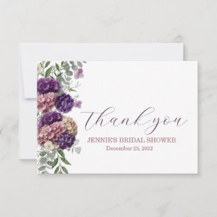 Tarjeta plana de agradecimiento para boda con flor