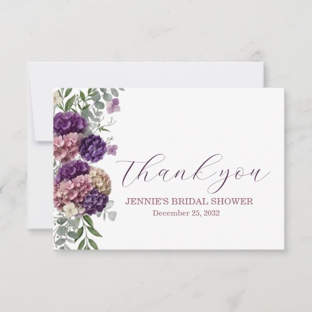 Tarjeta plana de agradecimiento para boda con flor (Anverso)