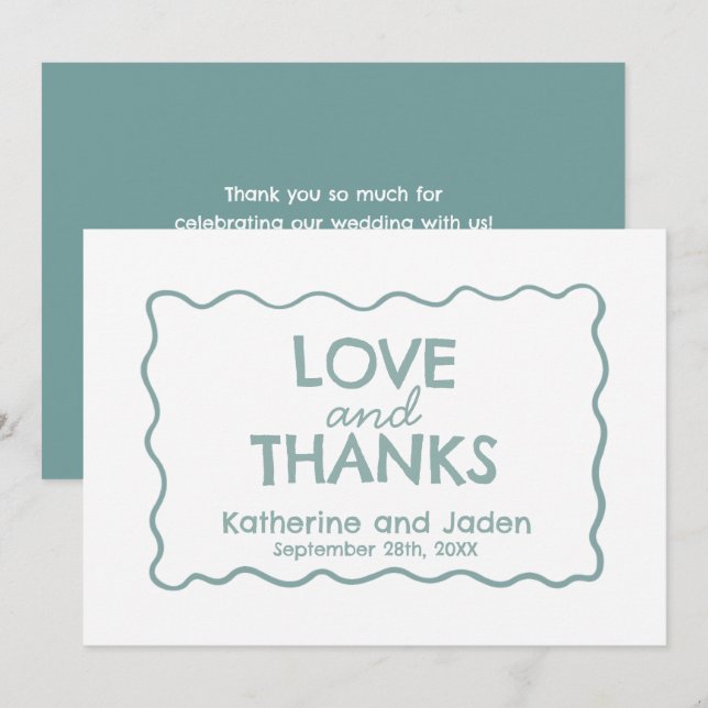Tarjeta plana de agradecimiento para boda con gara (Anverso / Reverso)