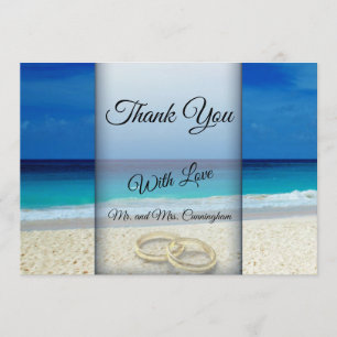 Tarjeta plana de agradecimiento para boda en playa
