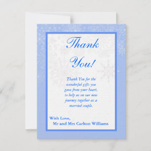 Tarjeta plana de agradecimiento para boda Snowflak