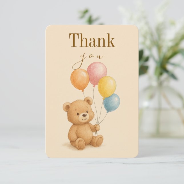 Tarjeta plana de agradecimiento para cumpleaños co (Anverso de pie)