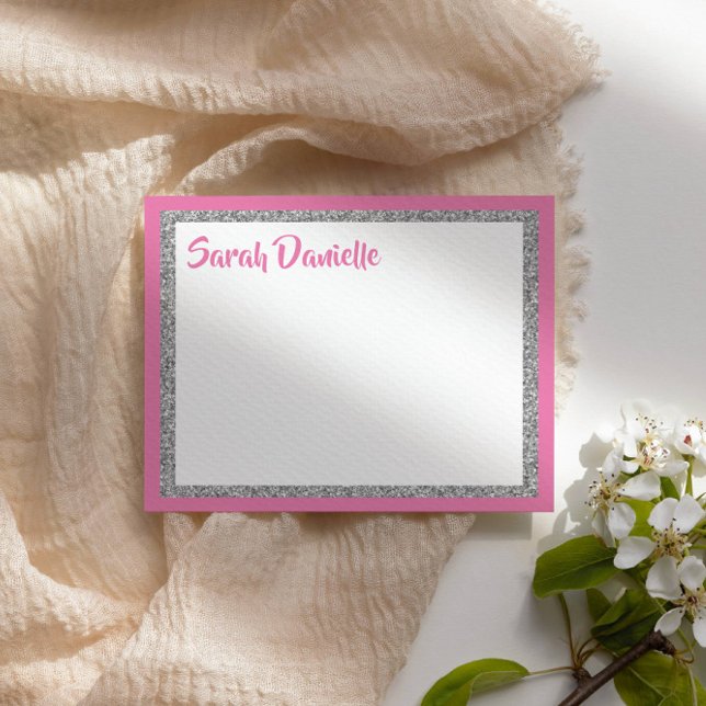 Tarjeta plana de agradecimiento rosa oscuro y plat (Subido por el creador)