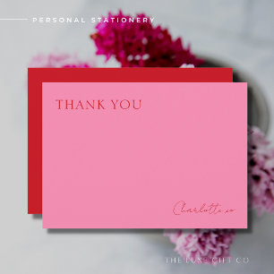 Tarjeta plana de agradecimiento rosa y rojo elegan