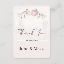 Tarjeta plana de agradecimiento Rosas suaves rosad