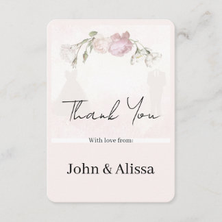 Tarjeta plana de agradecimiento Rosas suaves rosad