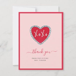 Tarjeta plana de agradecimiento XOXO Red Hearts pa