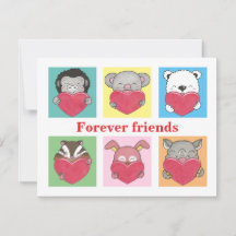 Tarjeta plana de amigos de Personalizado de animal