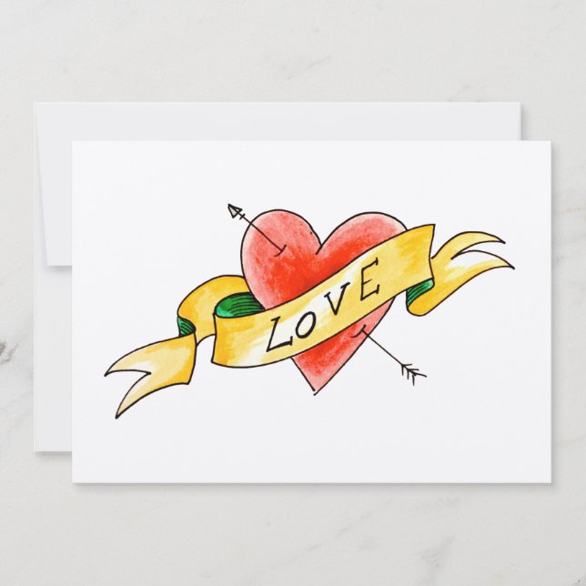 Tarjeta plana de amor de Tattoooed (Anverso)