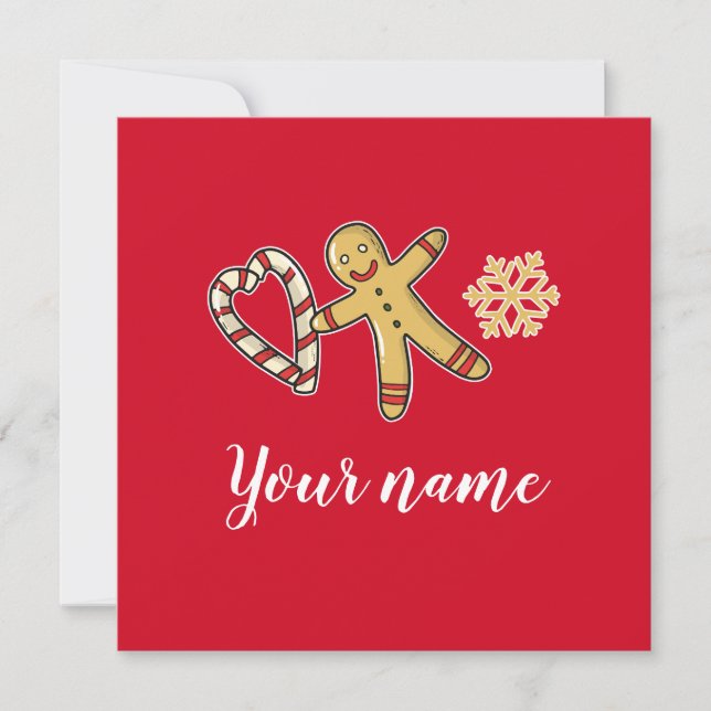Tarjeta plana de amor Gingerbreadman (Anverso)