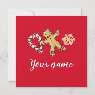 Tarjeta plana de amor Gingerbreadman