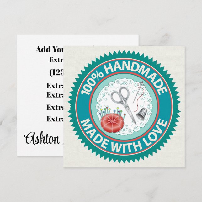 Tarjeta plana de amor hecha a mano (Anverso / Reverso)