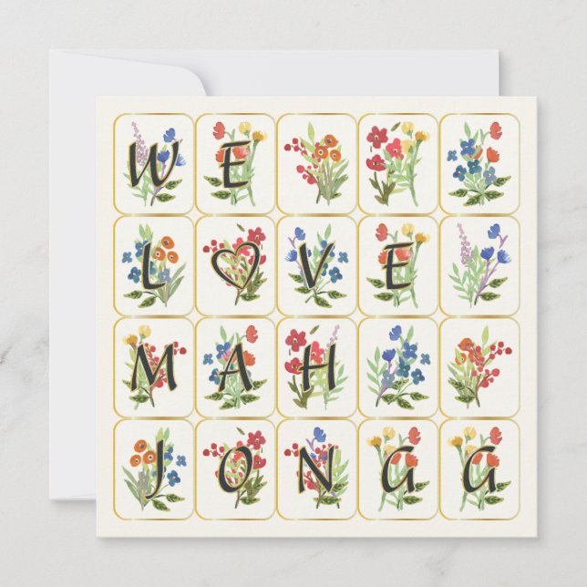 Tarjeta plana de amor Mah Jongg (Anverso)