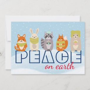 Tarjeta plana de animales del bosque en Navidad co