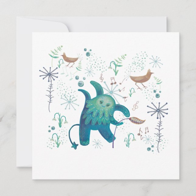 tarjeta plana de animales forestales (Anverso)