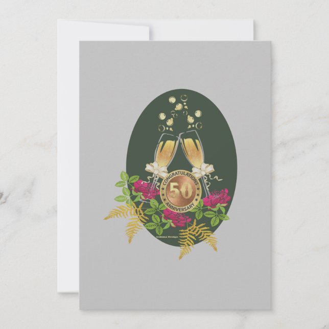 Tarjeta plana de aniversario de oro (Anverso)