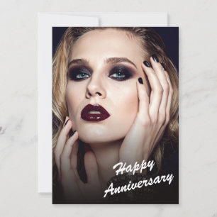 Tarjeta plana de Aniversario Moderno en Blanco y N