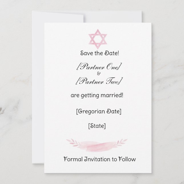 Tarjeta plana de anuncio de fecha de boda (Anverso)