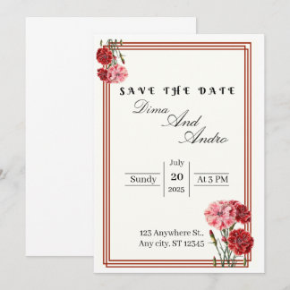 Tarjeta plana de anuncio de fecha de boda