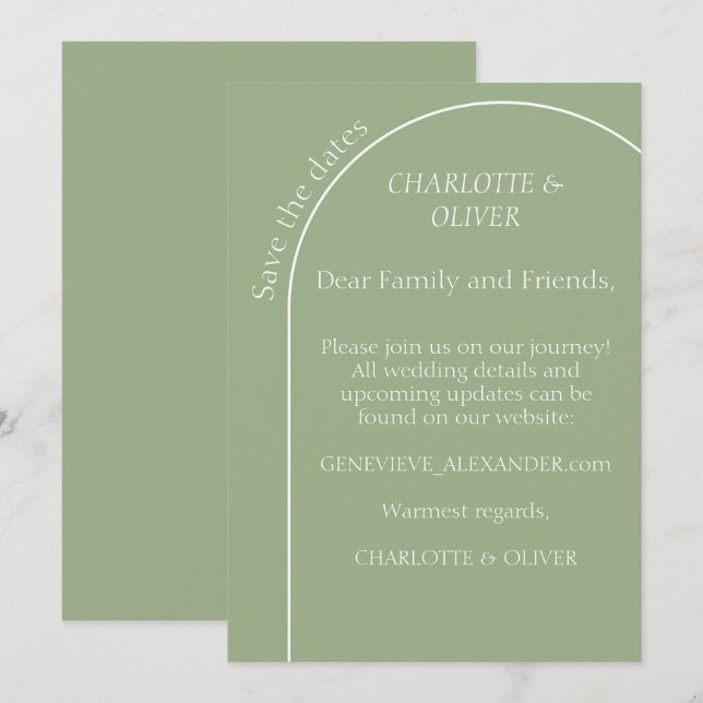 Tarjeta plana de anuncio de fecha de boda minimali (Anverso / Reverso)