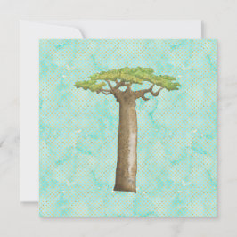 Tarjeta plana de árbol baobab de color agua
