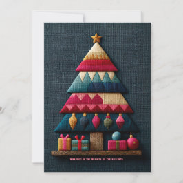 Tarjeta plana de árbol de Navidad con textura de t