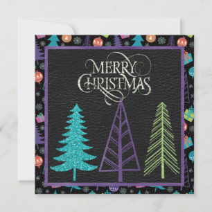Tarjeta plana de árbol de Navidad de estilo modern