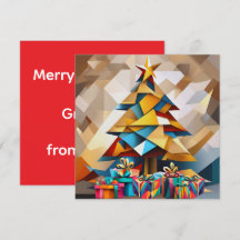 Tarjeta plana de árbol de Navidad moderno abstract