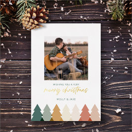 Tarjeta plana de árbol de Navidad rústico moderno