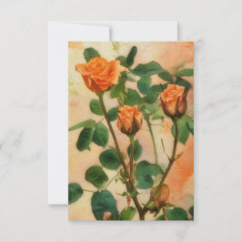 Tarjeta plana de arte con tres flores de rosa nara