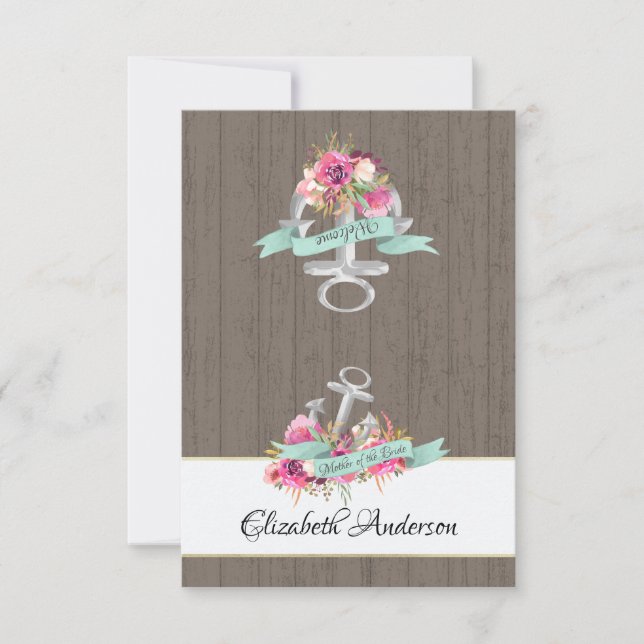 Tarjeta plana de asiento Starfish Ribbon y Lace DI (Anverso)