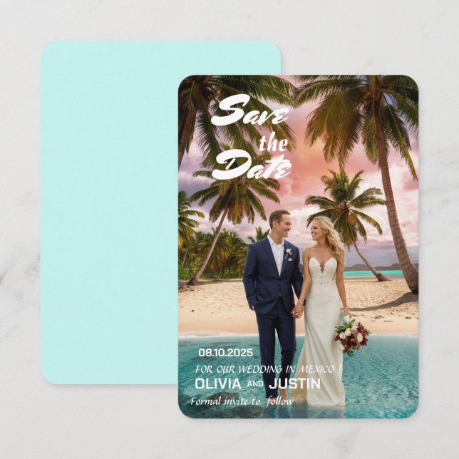 Tarjeta plana de aviso de fecha de 9 x 13 cm (Anverso / Reverso)