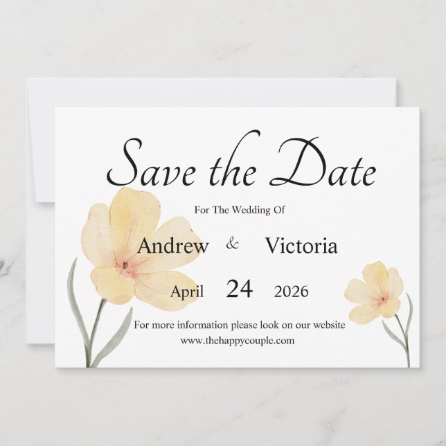 Tarjeta plana de aviso de fecha de boda (Anverso)