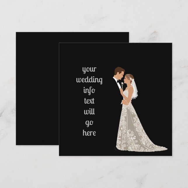 Tarjeta plana de aviso de fecha de boda (Anverso / Reverso)