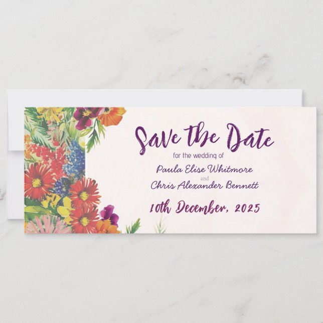Tarjeta plana de aviso de fecha de boda (Anverso)
